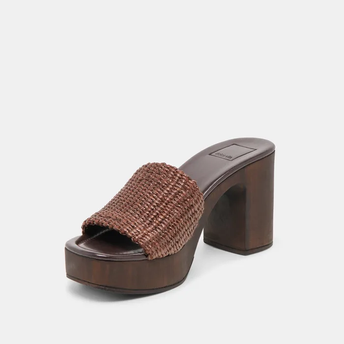 Celest Chocolate Raffia Heels — view 5