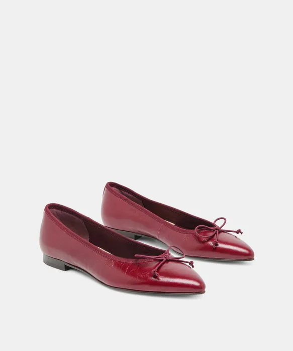 CELIO Garnet Leather Pointed Closed-Toe Ballet Flats — view 3