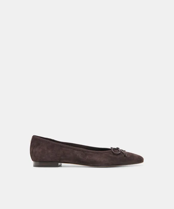 CELIO Walnut Suede Pointed Closed-Toe Ballet Flats — view 2