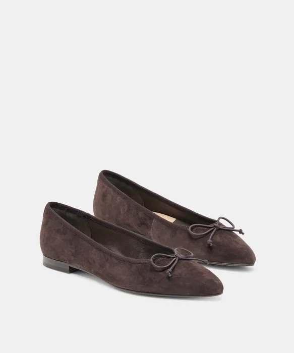 CELIO Walnut Suede Pointed Closed-Toe Ballet Flats — view 3