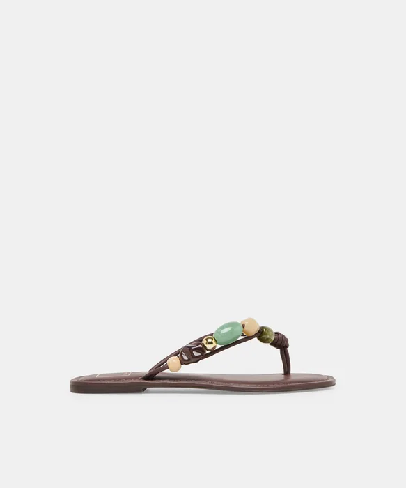 Cely Dk Brown Leather Sandals — view 2