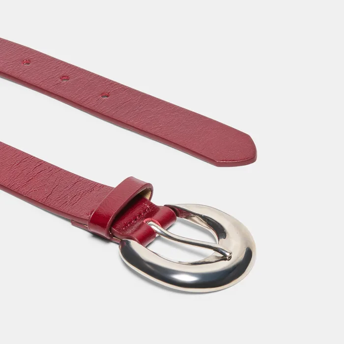Chunky Curved Burgundy Buckle Belt — view 4