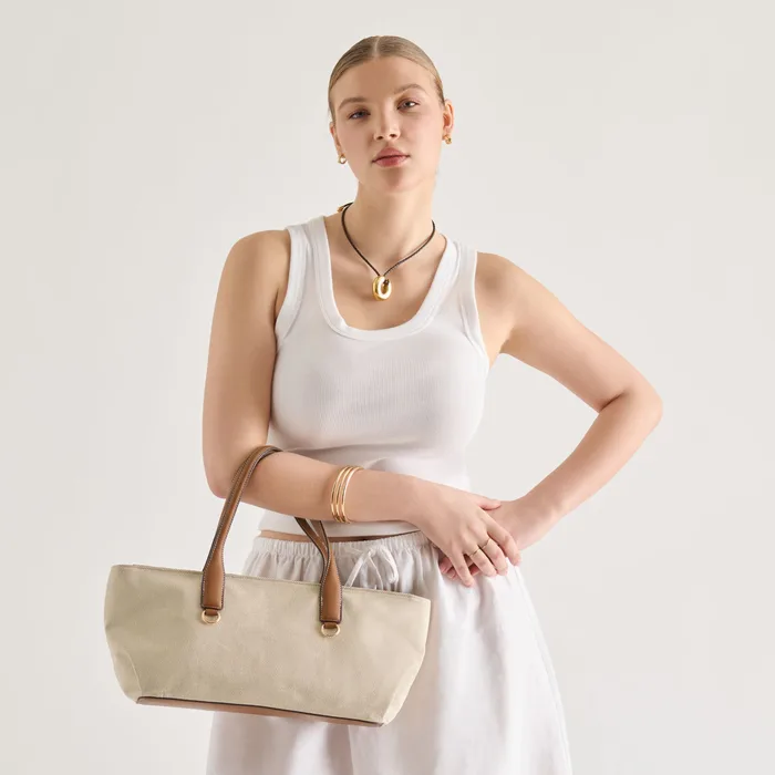 CLARINA Natural Canvas Shoulder Bag — view 5