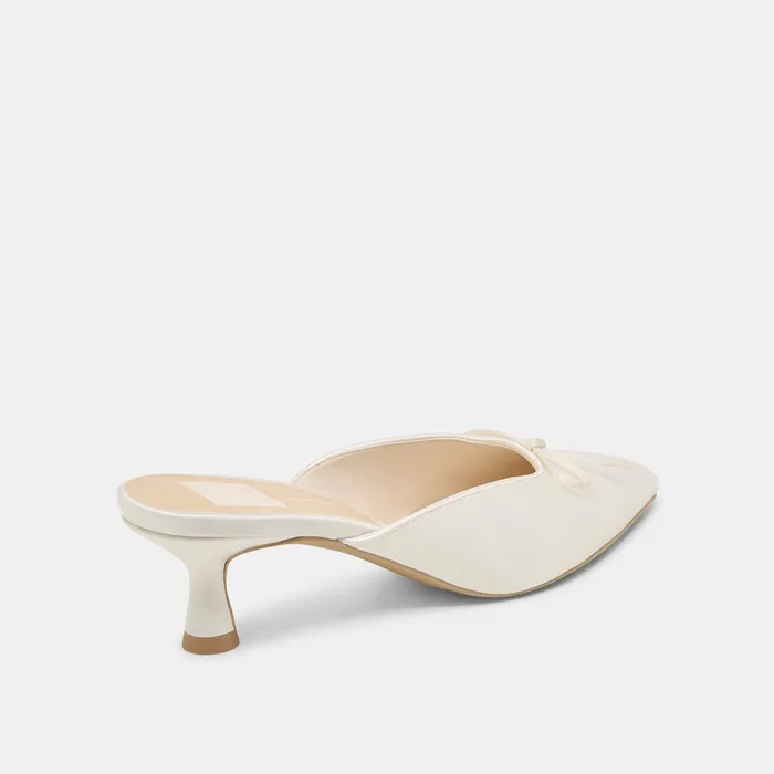 Cleo Off White Satin Heels — view 6