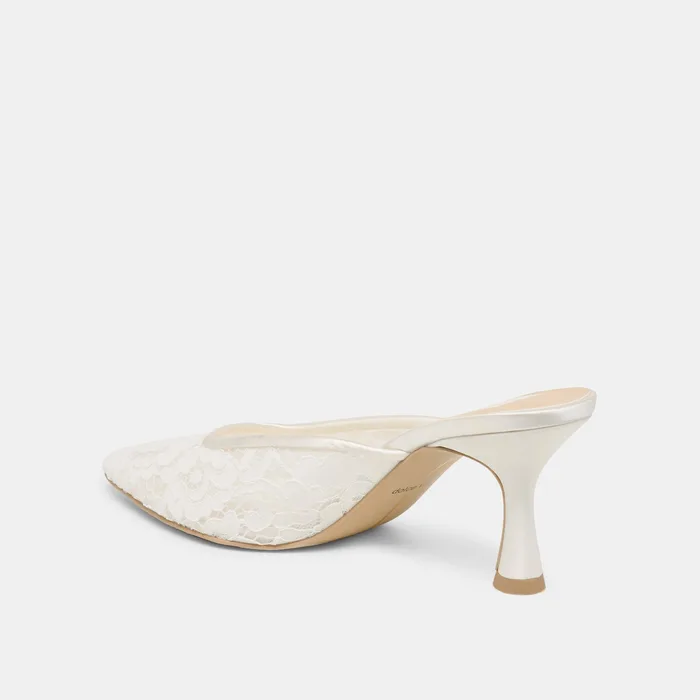 Cleo High True White Lace Heels — view 7