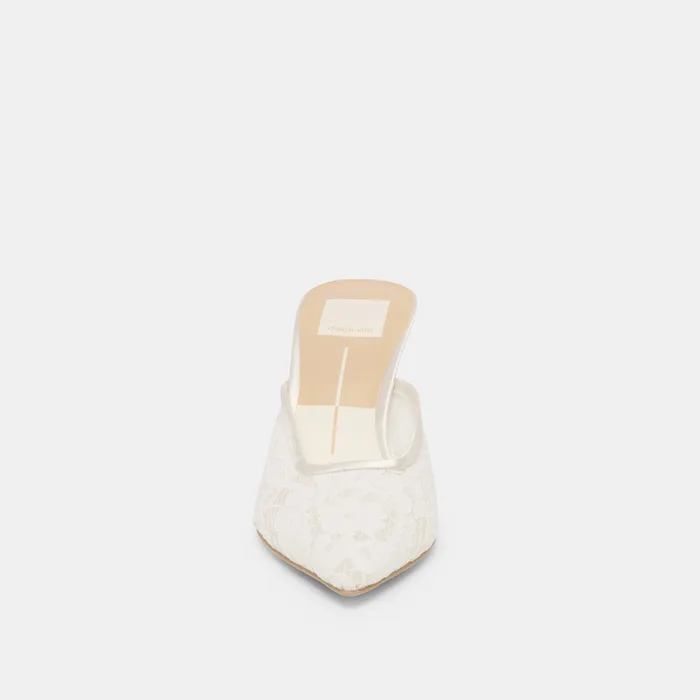 Cleo High True White Lace Heels — view 8