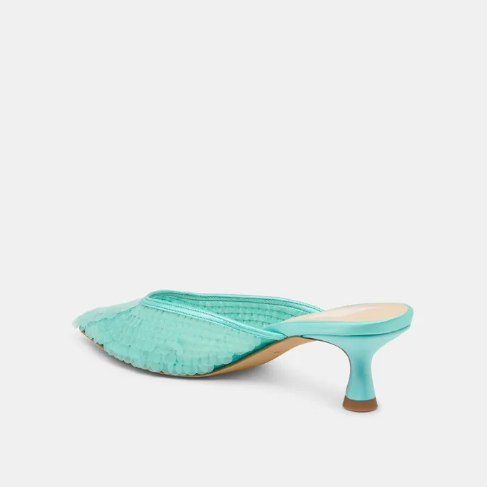 Cleo Sequin Aqua Sequin Heels — view 6