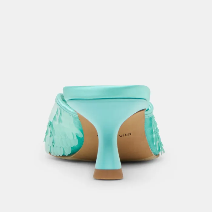 Cleo Sequin Aqua Sequin Heels — view 8