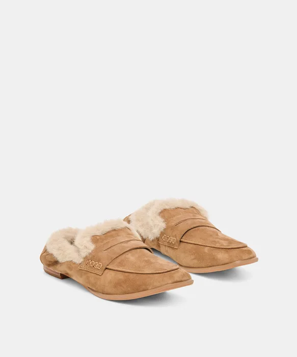 CLOEY PLUSH Lt Brown Suede Loafers — view 3