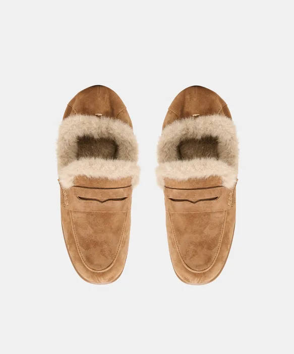 CLOEY PLUSH Lt Brown Suede Loafers — view 4