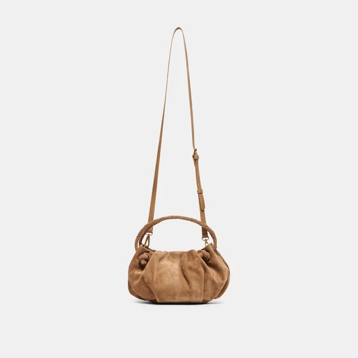 COCOA Dark Tan Suede Handbag Adjustable Crossbody — view 2