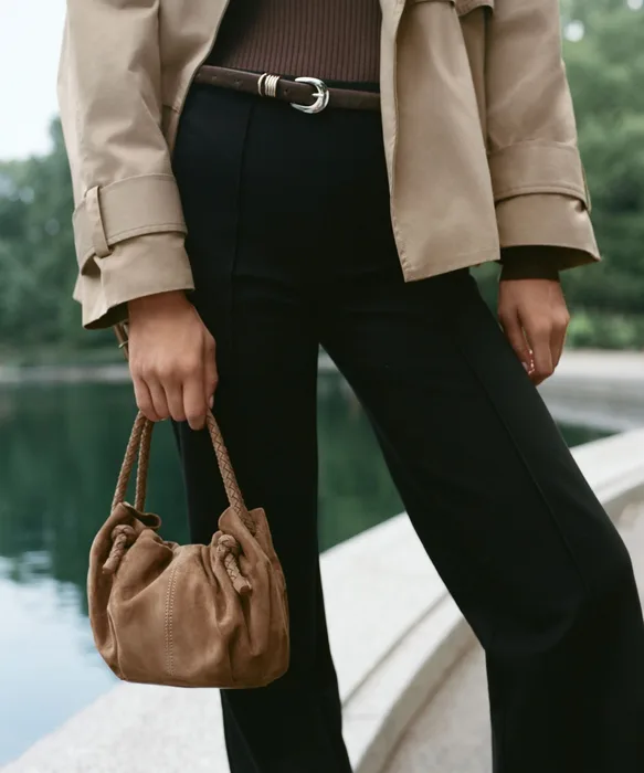 COCOA Dark Tan Suede Handbag Adjustable Crossbody — view 3