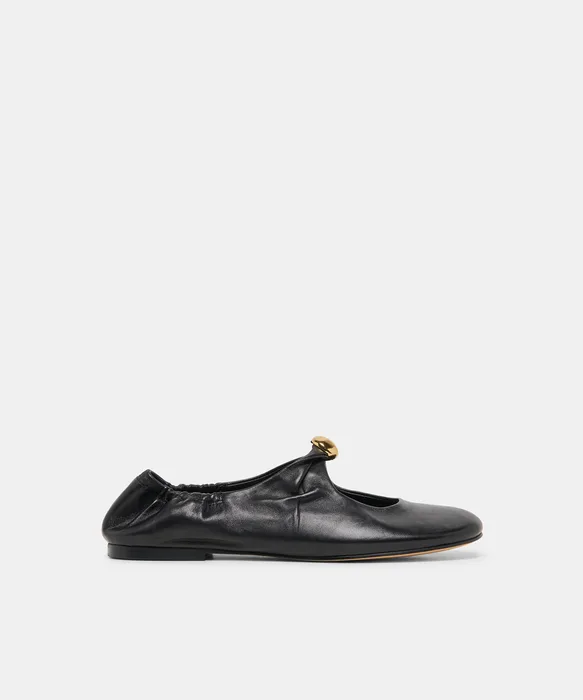 Cornel Black Leather Flats — view 2