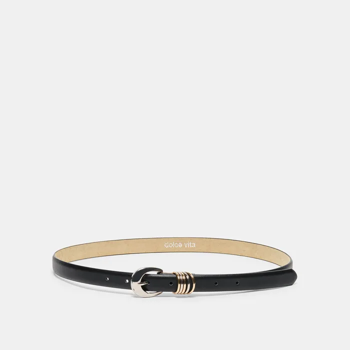 Crescent Buckle Black Mixed Metal Multi Keeper Belt — view 2