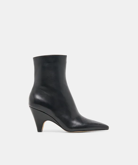 CRUZ Black Leather Sculptural Heeled Booties — view 2