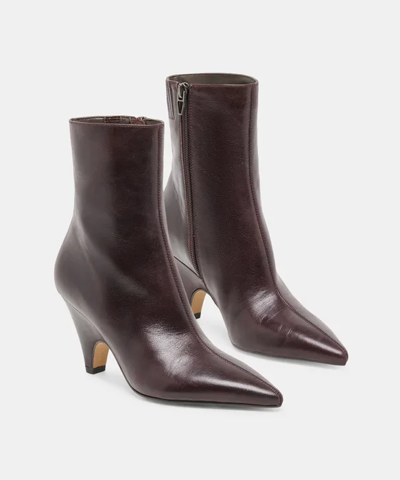 CRUZ Blackberry Leather Sculptural Heeled Booties — view 3