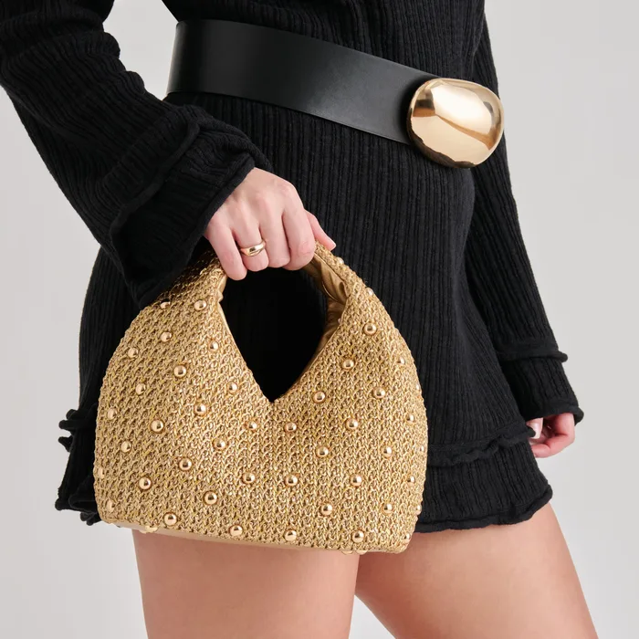 Dahlia Gold Raffia Handbag — view 3