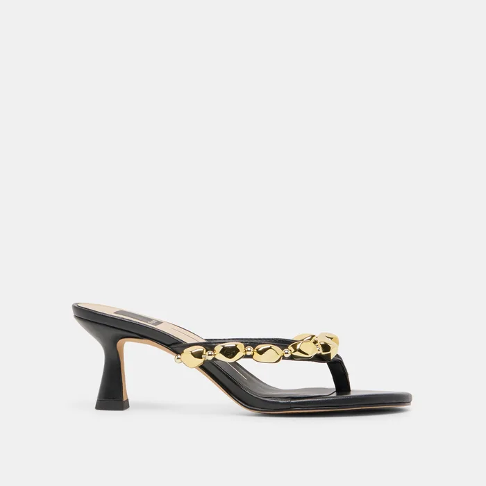 Daksie Black Leather Heels — view 2