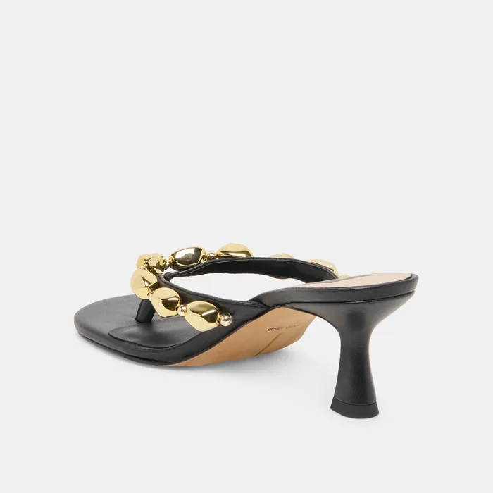 Daksie Black Leather Heels — view 8