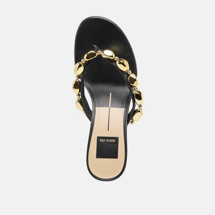 Daksie Black Leather Heels — view 11