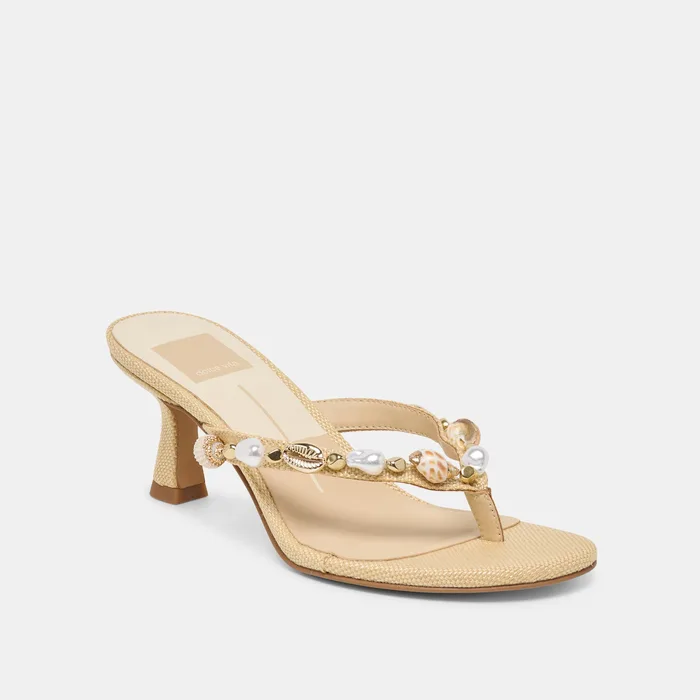 Daksie Lt Natural Raffia Heels — view 4