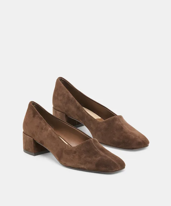 DALIA Dk Brown Suede Ballet Block Heels — view 3