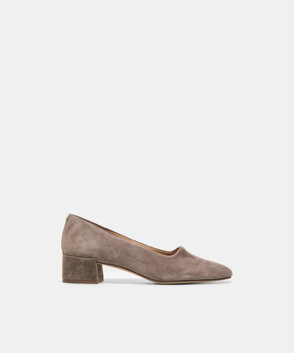 DALIA Dove Suede Ballet Block Heels — view 2