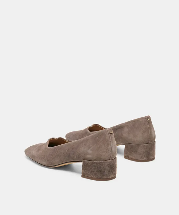 DALIA Dove Suede Ballet Block Heels — view 5