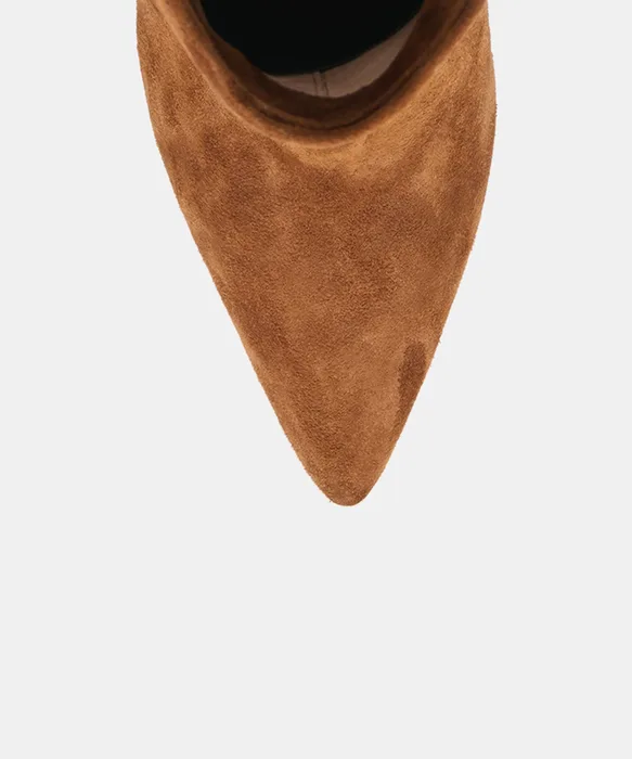 DANITY Chestnut Suede Pointed-Toe Stiletto Booties — view 4