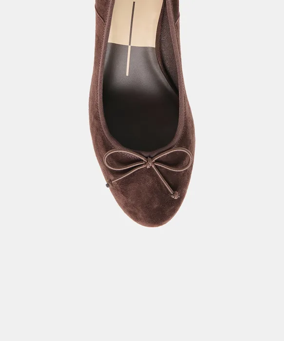 DAWSEN Mahogany Suede Closed-Toe Kitten Heels — view 4