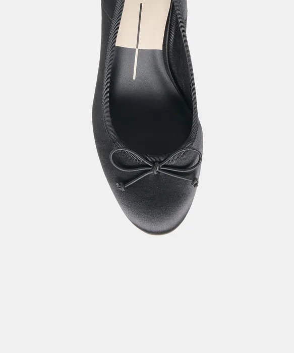 DAWSEN Onyx Satin Closed-Toe Kitten Heels — view 4