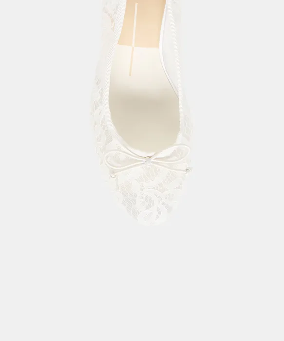 DAWSEN True White Lace Closed-Toe Kitten Heels — view 4