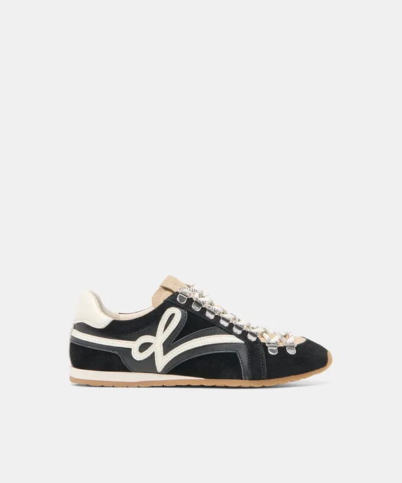 DEACON Black White Suede Lace-Up Sneakers — view 2