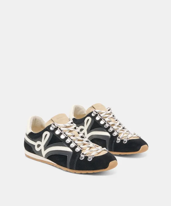 DEACON Black White Suede Lace-Up Sneakers — view 3