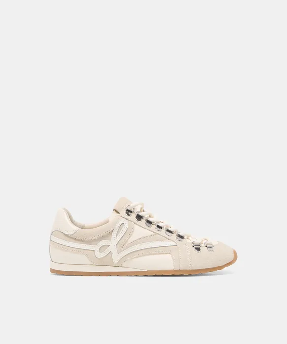 DEACON Ivory Suede Lace-Up Sneakers — view 2