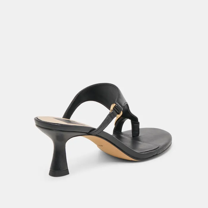 Derrel Black Leather Heels — view 6