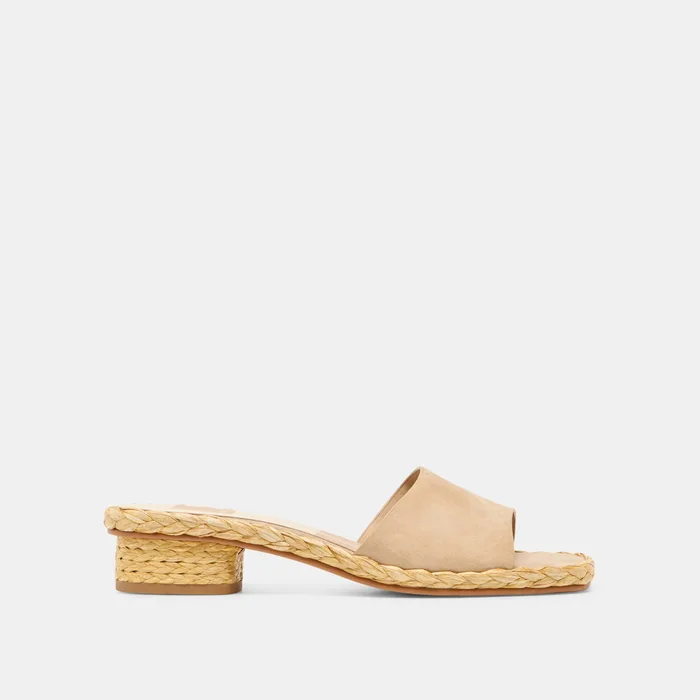 Dixi Wide Camel Suede Sandals — view 2