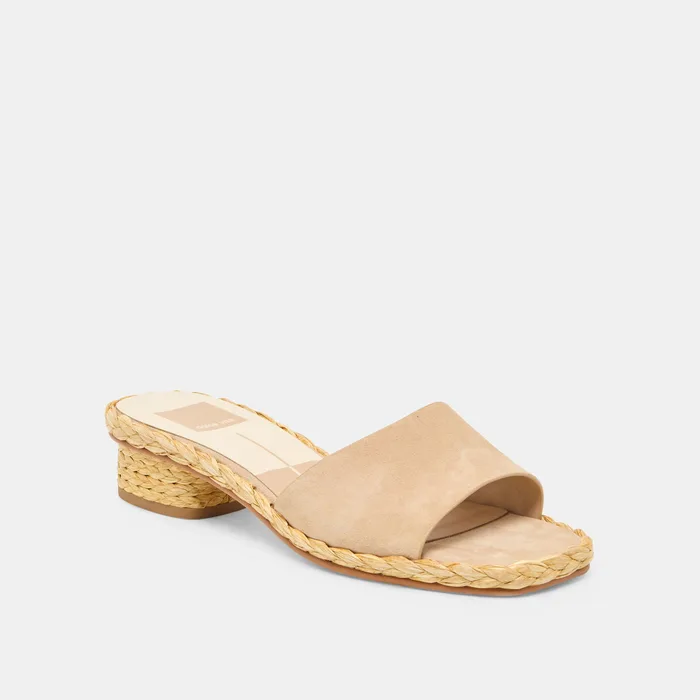 Dixi Wide Camel Suede Sandals — view 3