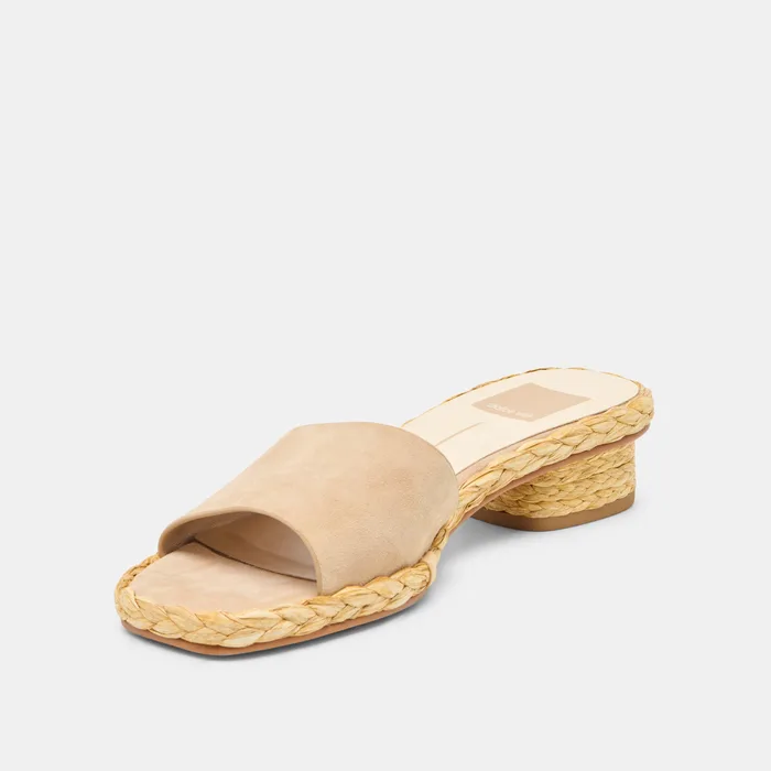 Dixi Wide Camel Suede Sandals — view 5