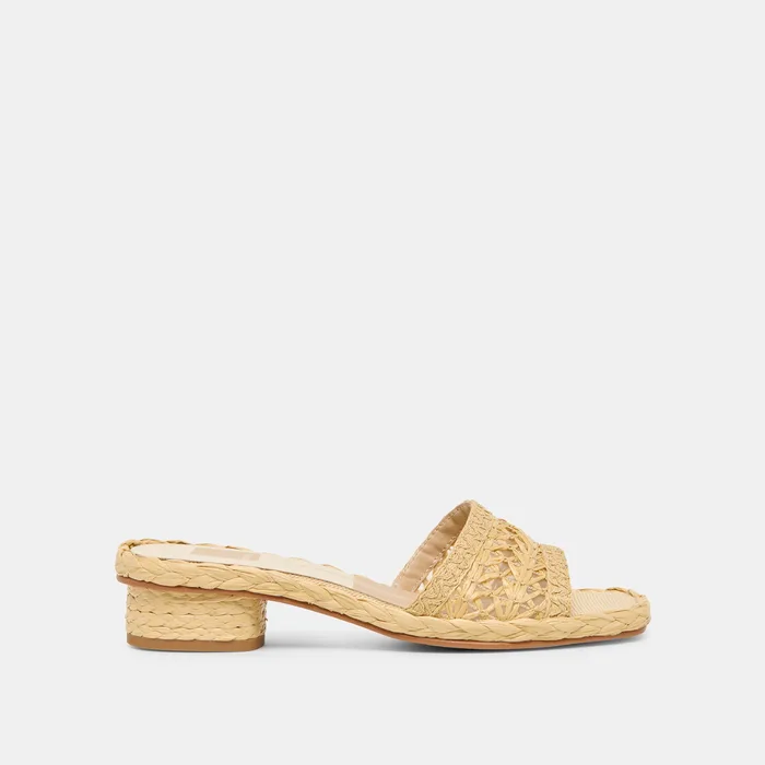 Dixi Wide Lt Natural Cross Hatch Raffia Sandals — view 2