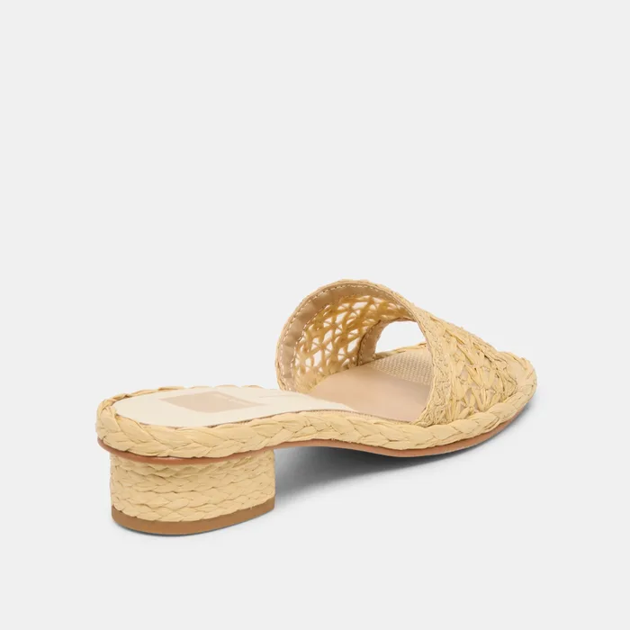 Dixi Wide Lt Natural Cross Hatch Raffia Sandals — view 4