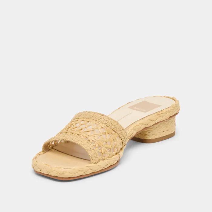 Dixi Wide Lt Natural Cross Hatch Raffia Sandals — view 5