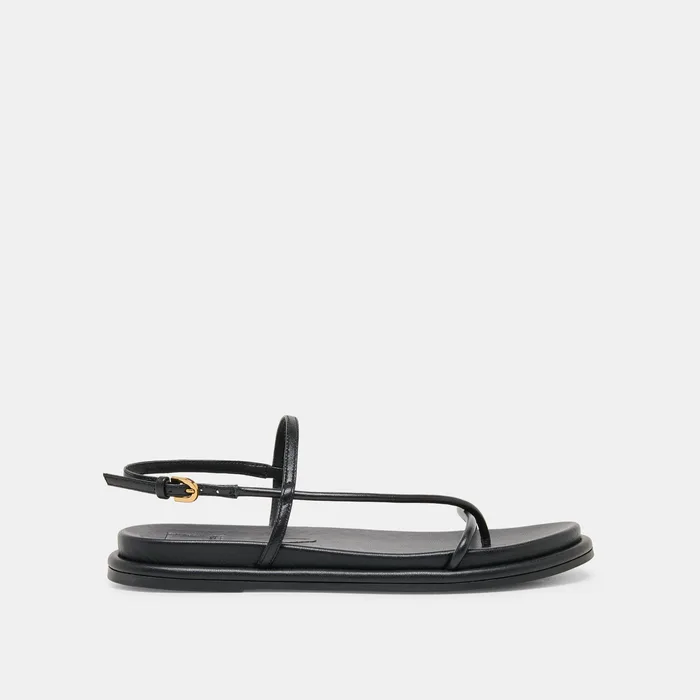Dom Black Leather Sandals — view 2