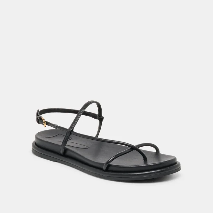 Dom Black Leather Sandals — view 3