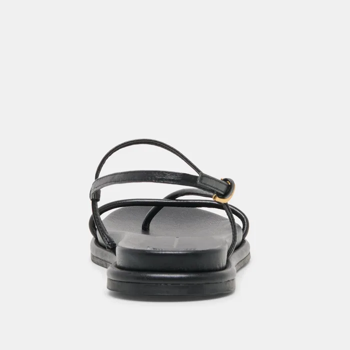 Dom Black Leather Sandals — view 8