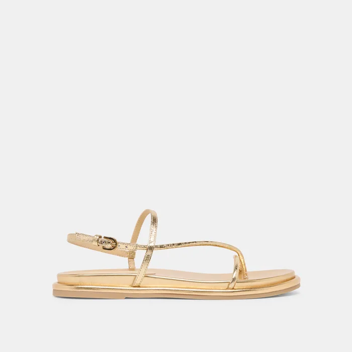 Dom Gold Distressed Leather Sandals — view 2