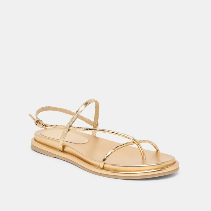 Dom Gold Distressed Leather Sandals — view 4