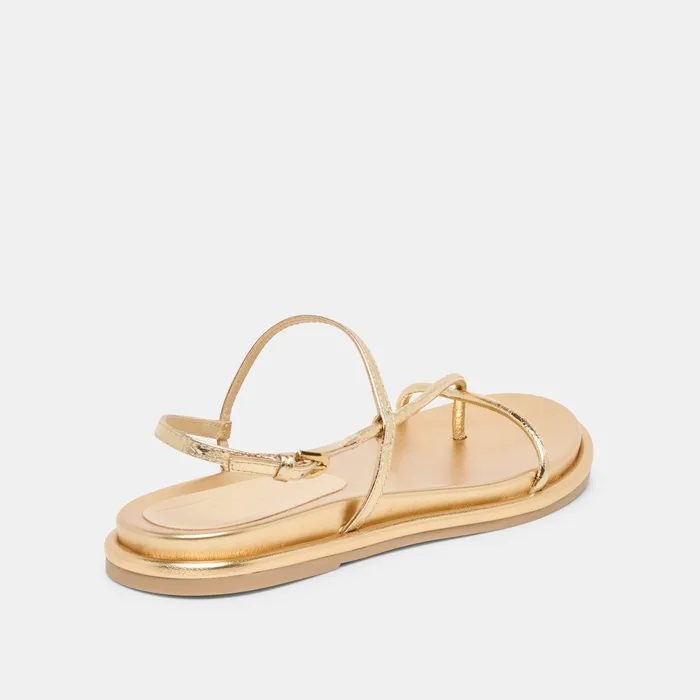 Dom Gold Distressed Leather Sandals — view 5