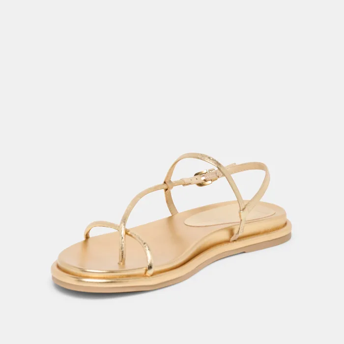 Dom Gold Distressed Leather Sandals — view 6