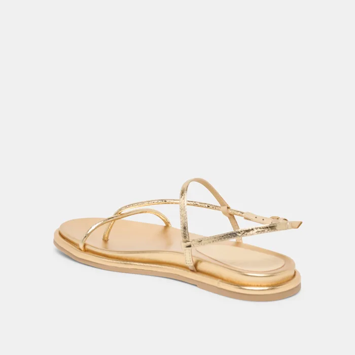 Dom Gold Distressed Leather Sandals — view 7
